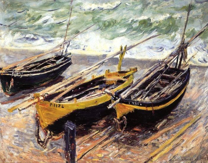 Claude Monet Ölgemälde - Drei Fischerboote
