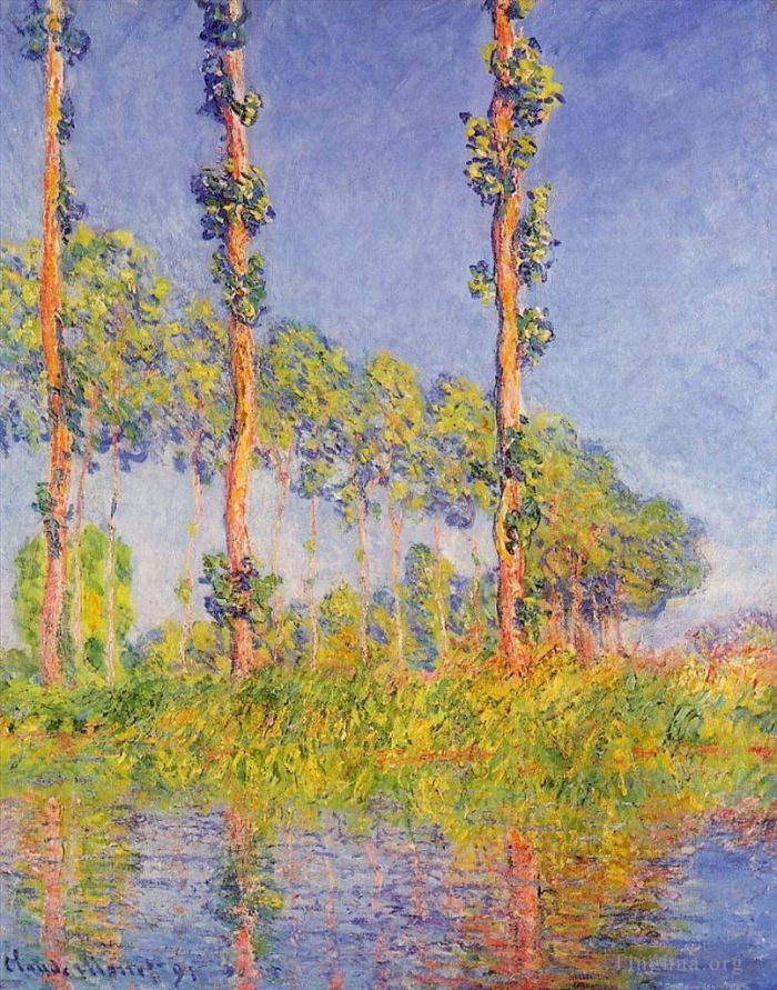 Claude Monet Ölgemälde - Drei Pappelbäume Herbsteffekt