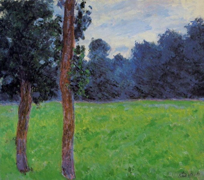 Claude Monet Ölgemälde - Zwei Bäume auf einer Wiese