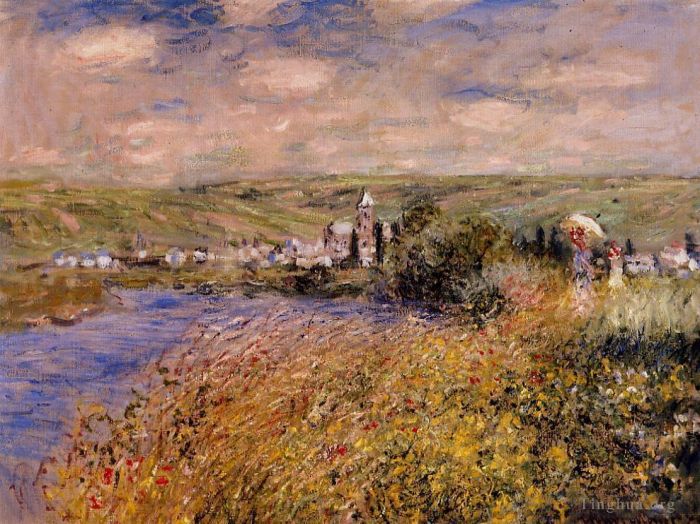 Claude Monet Ölgemälde - Vetheuil von der Ile Saint Martin aus gesehen