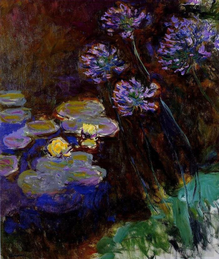 Claude Monet Ölgemälde - Seerosen und Agapanthus