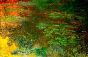 Claude Monet Werk - Rechte Tafel am Abend des Seerosenteichs