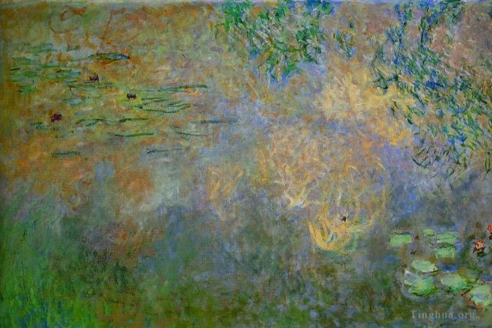 Claude Monet Ölgemälde - Seerosenteich mit Schwertlilien, linke Hälfte