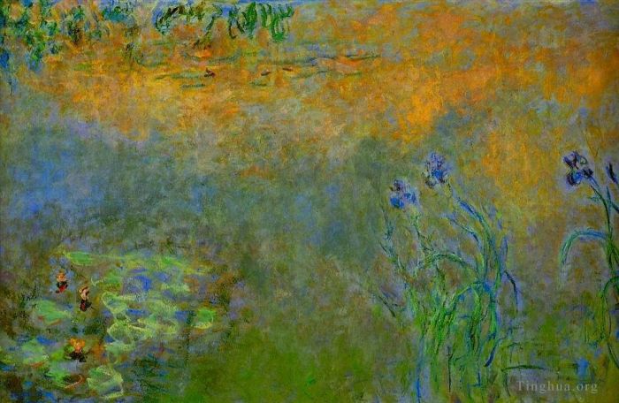 Claude Monet Ölgemälde - Seerosenteich mit Iris