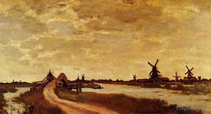 Claude Monet Ölgemälde - Windmühlen in Haaldersbroek Zaandam