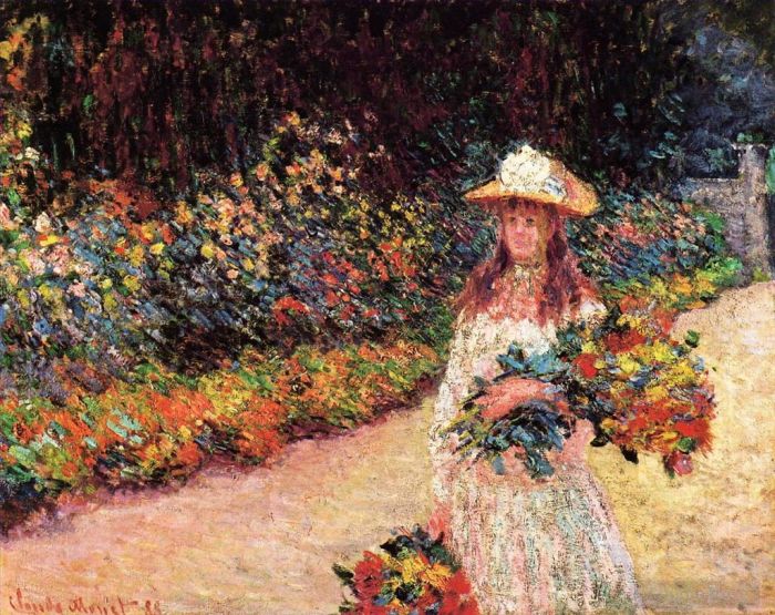 Claude Monet Ölgemälde - Junges Mädchen im Garten in Giverny