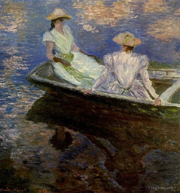 Claude Monet Ölgemälde - Junge Mädchen in einem Ruderboot