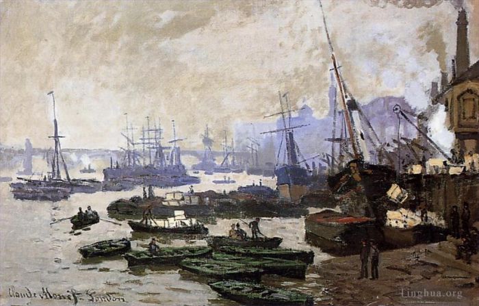 Claude Monet Andere Malerei - Boote im Hafen von London