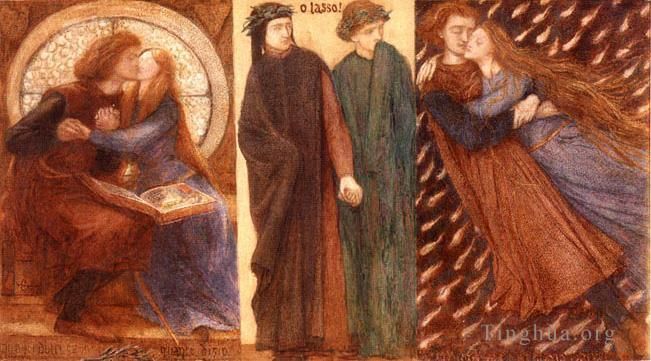 Dante Gabriel Rossetti Ölgemälde - Paolo und Francesca 1849