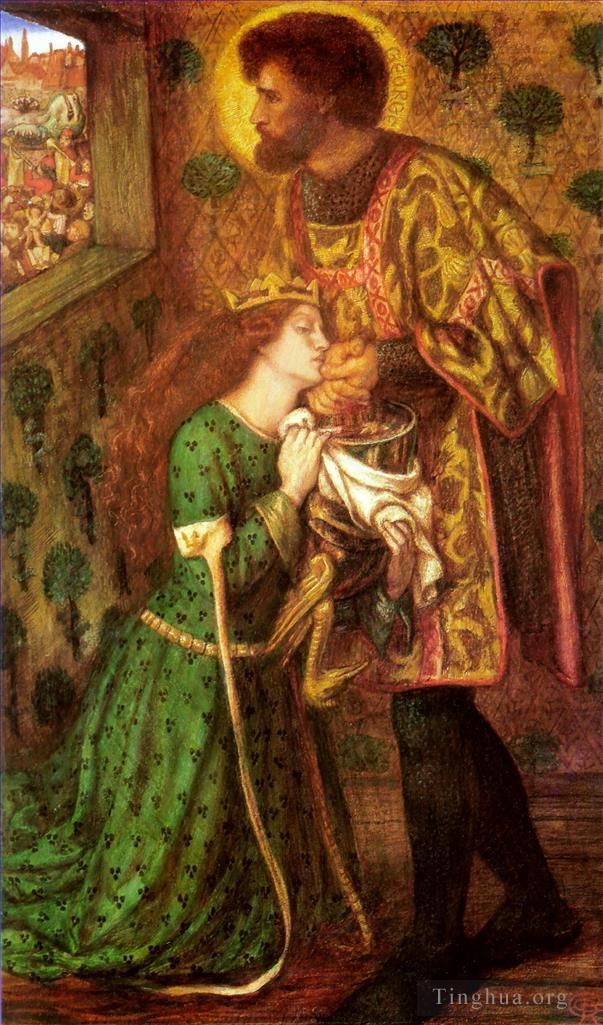 Dante Gabriel Rossetti Ölgemälde - Der heilige Georg und die Prinzessin Sabra