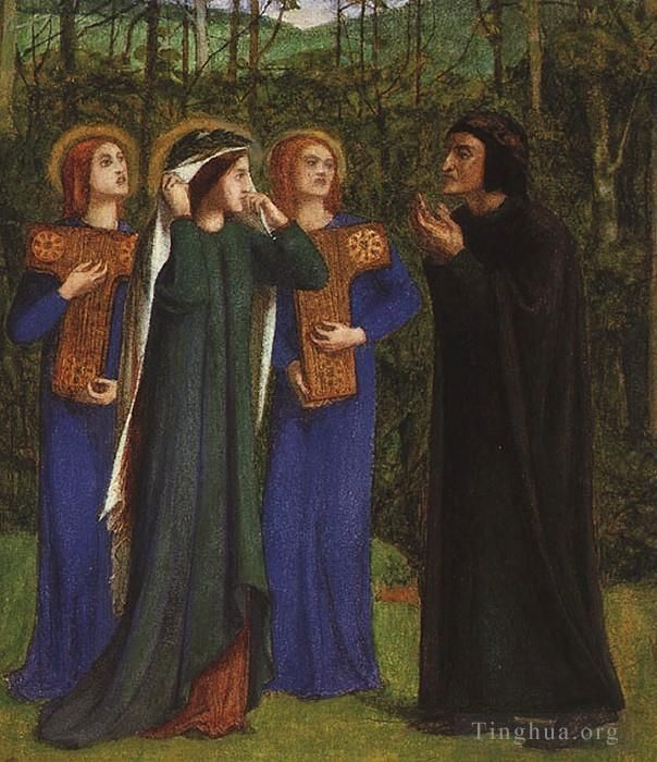 Dante Gabriel Rossetti Ölgemälde - Das Treffen von Dante und Beatrice im Paradies