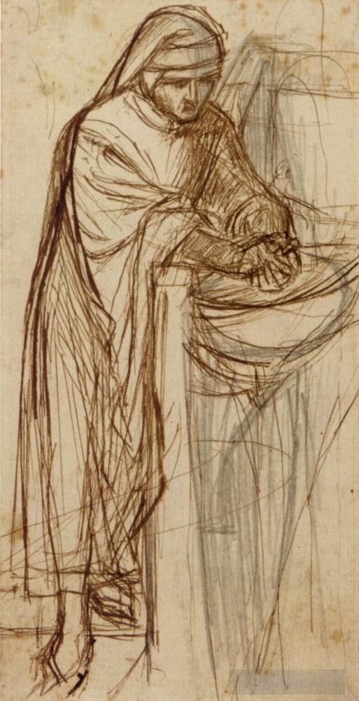 Dante Gabriel Rossetti Andere Malerei - Studie für Dante in Verona mit einer Vorstudie