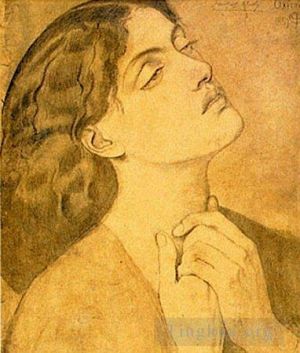 Dante Gabriel Rossetti Werk - Studie über Guinevere für Sir Lancelot im Queens Chamber