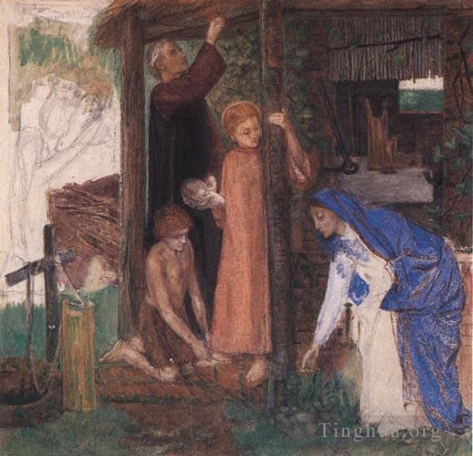 Dante Gabriel Rossetti Andere Malerei - Das Pessachfest in der Heiligen Familie beim Sammeln bitterer Kräuter