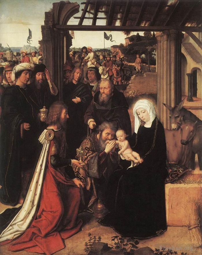 Gerard David Ölgemälde - Anbetung der Heiligen Drei Könige 1500