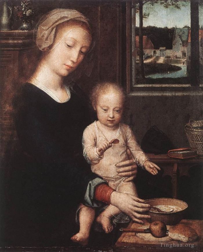 Gerard David Ölgemälde - Madonna und Kind mit der Milchsuppe