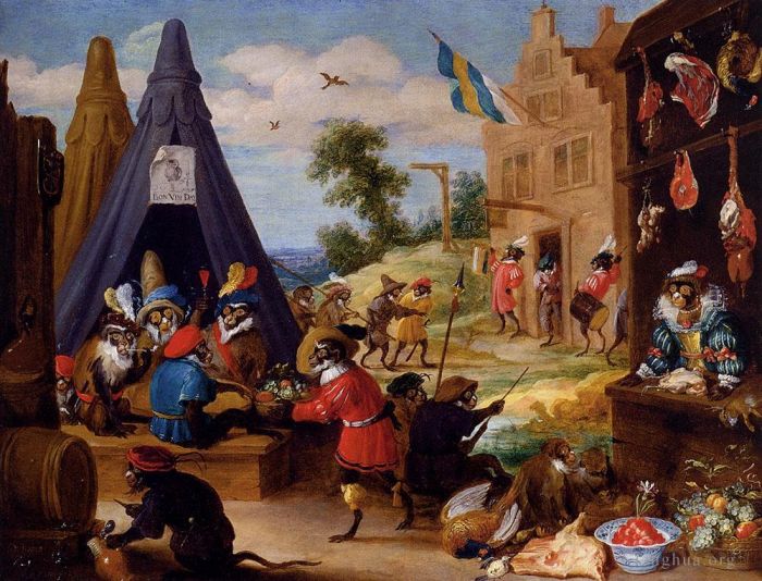 David Teniers the Younger Ölgemälde - Ein Fest der Affen