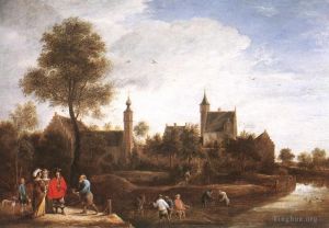 David Teniers the Younger Werk - Ein Blick auf Het Sterckshof in der Nähe von Antwerpen