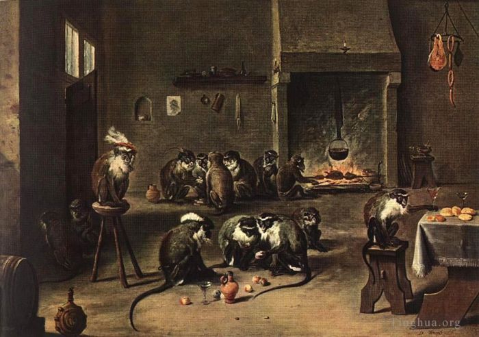 David Teniers the Younger Ölgemälde - Affen in der Küche