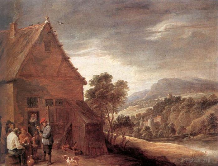 David Teniers the Younger Ölgemälde - Vor dem Gasthaus