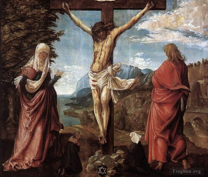 Denis van Alsloot Ölgemälde - Christus am Kreuz zwischen Maria und Johannes