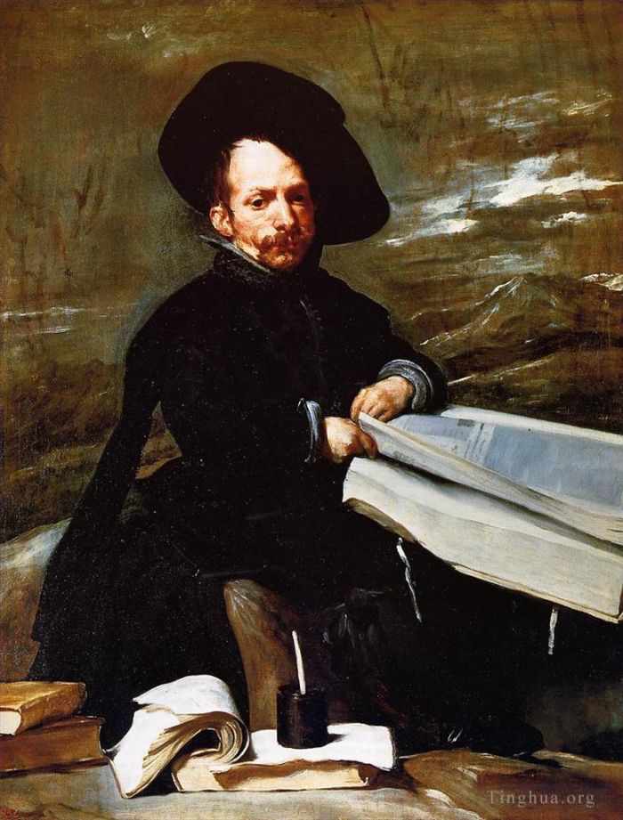 Diego Velázquez Ölgemälde - Ein Zwerg, der einen Wälzer in seinem Schoß hält, auch bekannt als Don-Porträt Diego de Acedo el Primo
