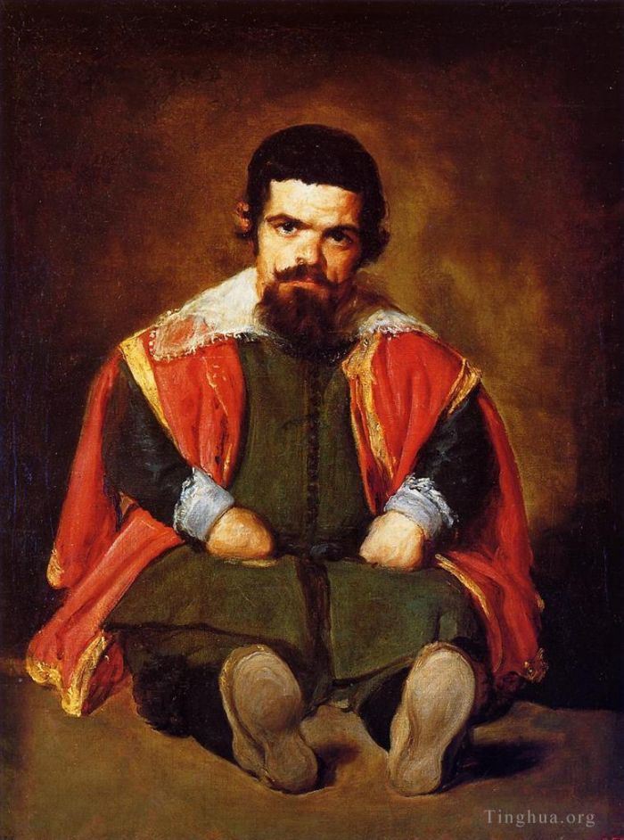 Diego Velázquez Ölgemälde - Ein Zwerg sitzt auf dem Boden