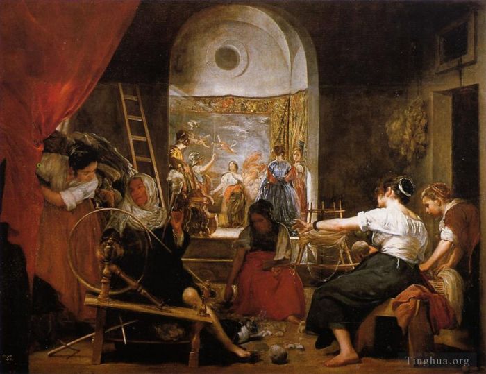 Diego Velázquez Ölgemälde - Die Fabel von Archne, auch bekannt als The Spinners
