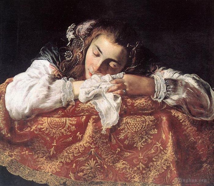 Domenico Fetti Ölgemälde - Schlafendes Mädchen