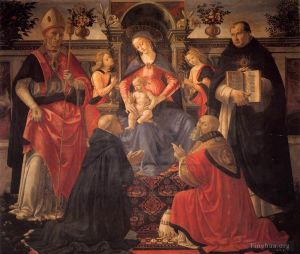 Domenico Ghirlandaio Werk - Madonna und Kind thronen zwischen Engeln und Heiligen