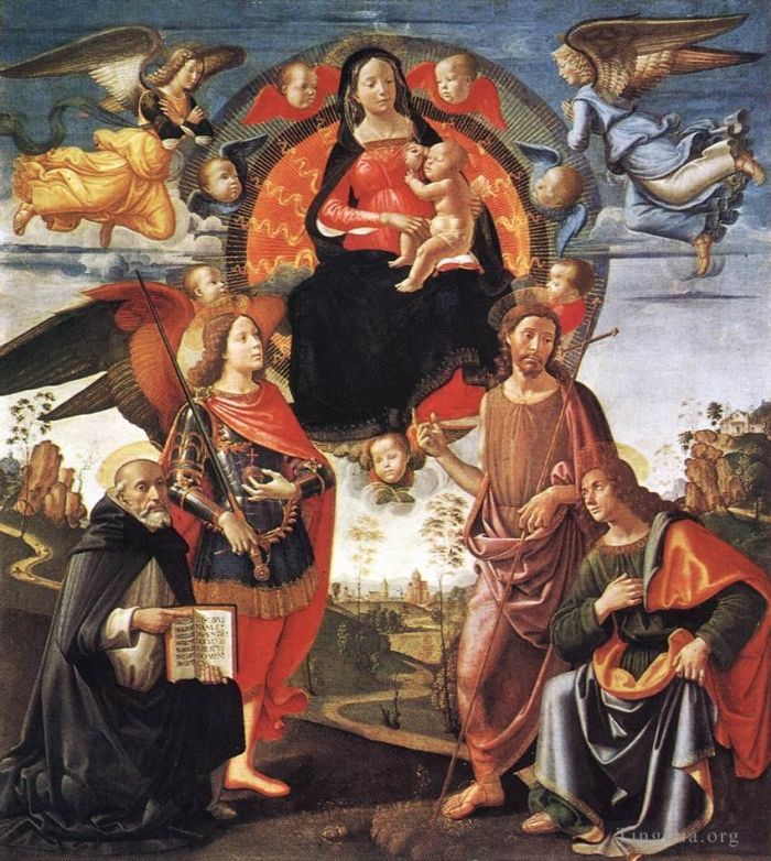 Domenico Ghirlandaio Ölgemälde - Madonna in Herrlichkeit mit Heiligen