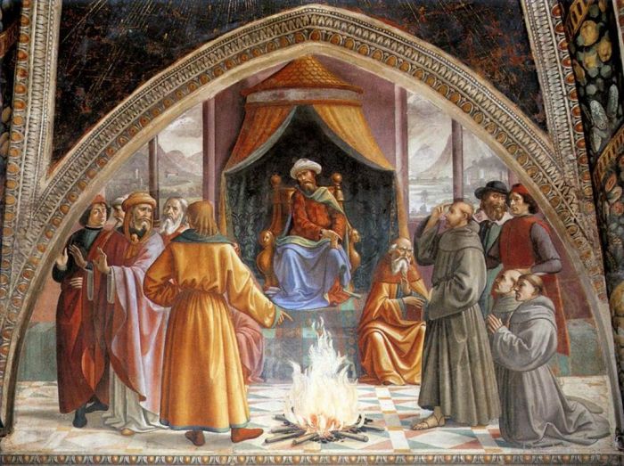 Domenico Ghirlandaio Andere Malerei - Feuerprobe vor dem Sultan
