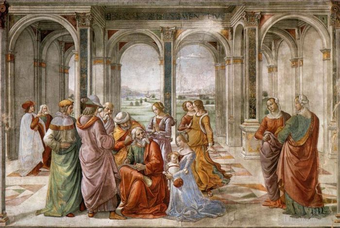 Domenico Ghirlandaio Andere Malerei - Zacharias schreibt den Namen seines Sohnes auf