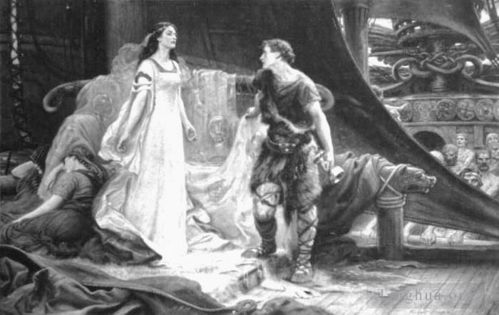 Herbert James Draper Ölgemälde - Stahlstich von Tristan und Isolde