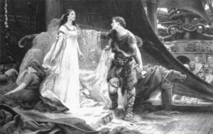 Herbert James Draper Werk - Stahlstich von Tristan und Isolde