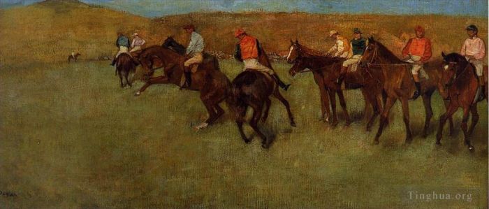 Edgar Degas Ölgemälde - Bei den Rennen vor dem Start