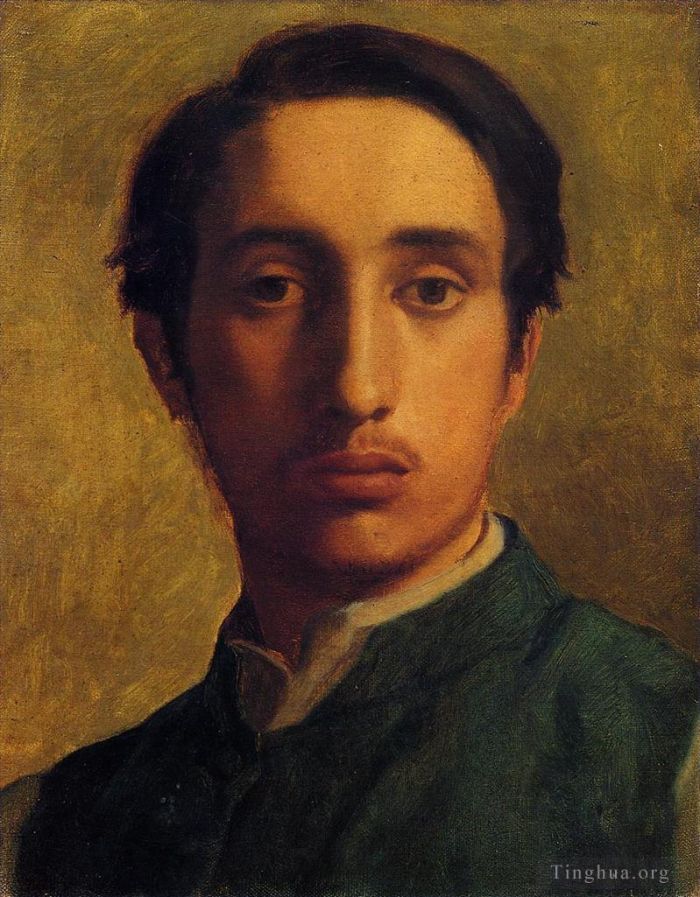 Edgar Degas Ölgemälde - Degas in einer grünen Jacke