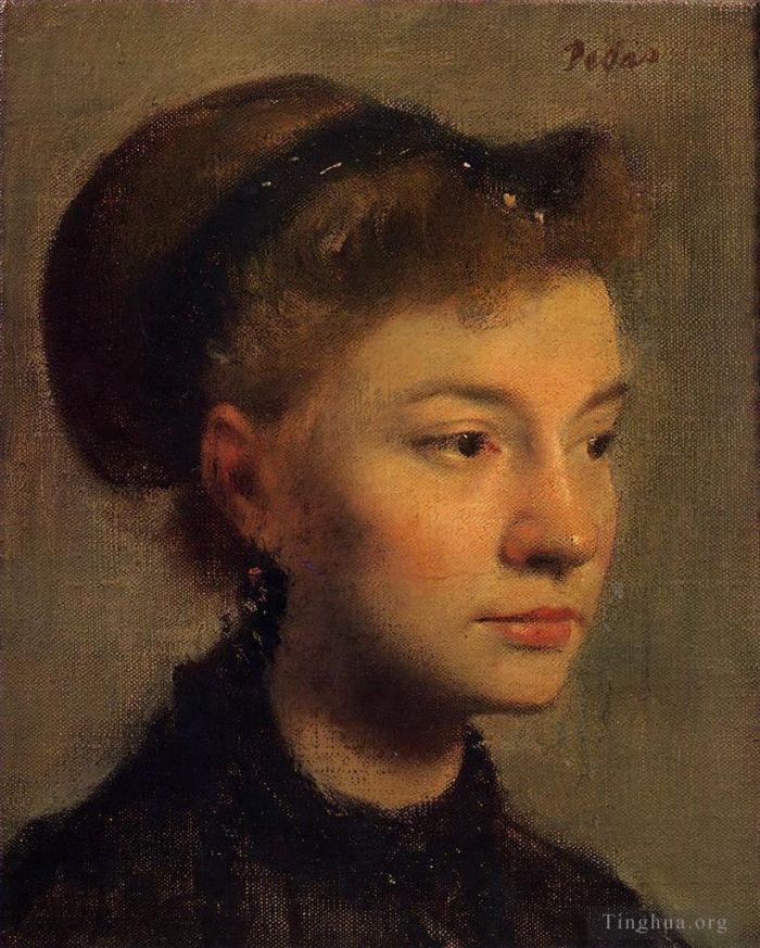 Edgar Degas Ölgemälde - Kopf einer jungen Frau