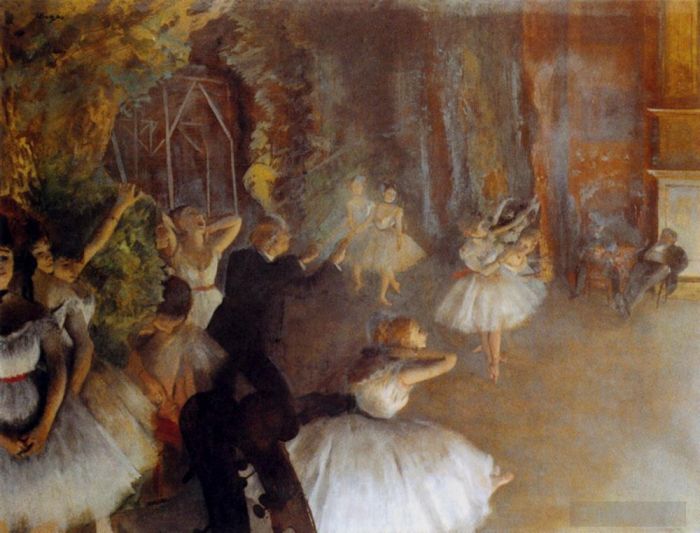 Edgar Degas Ölgemälde - Die Probe des Balletts auf der Bühne