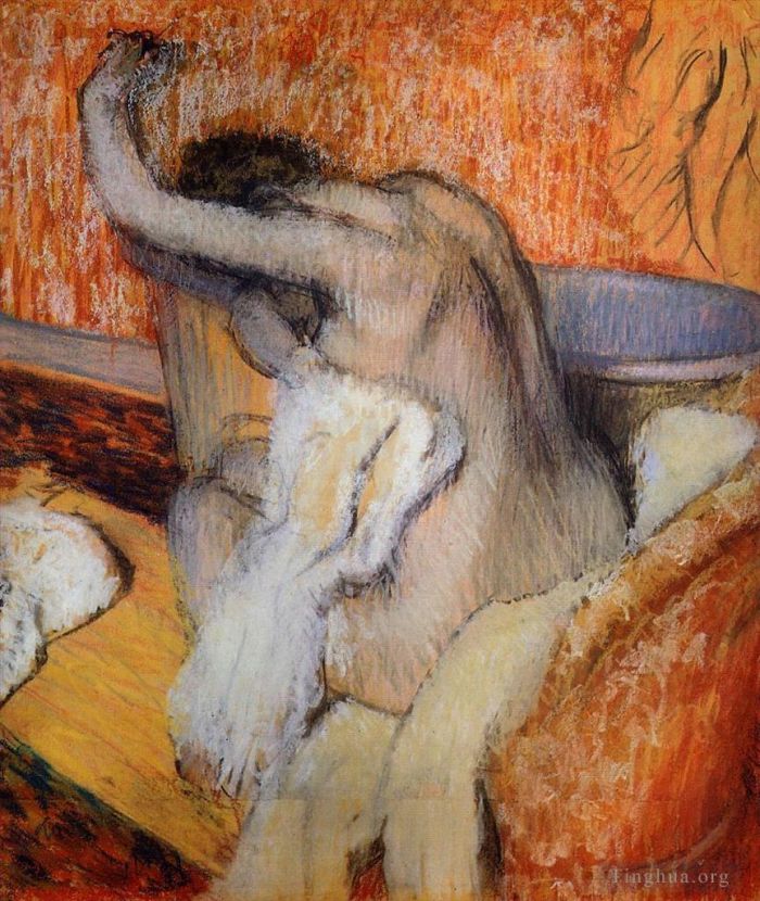 Edgar Degas Andere Malerei - Nach dem Bad trocknet sich die Frau ab
