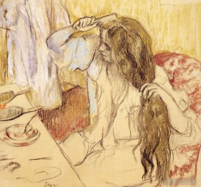 Edgar Degas Andere Malerei - Frau an ihrer Toilette