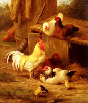 Edgar Hunt Werk - Hühner und Küken