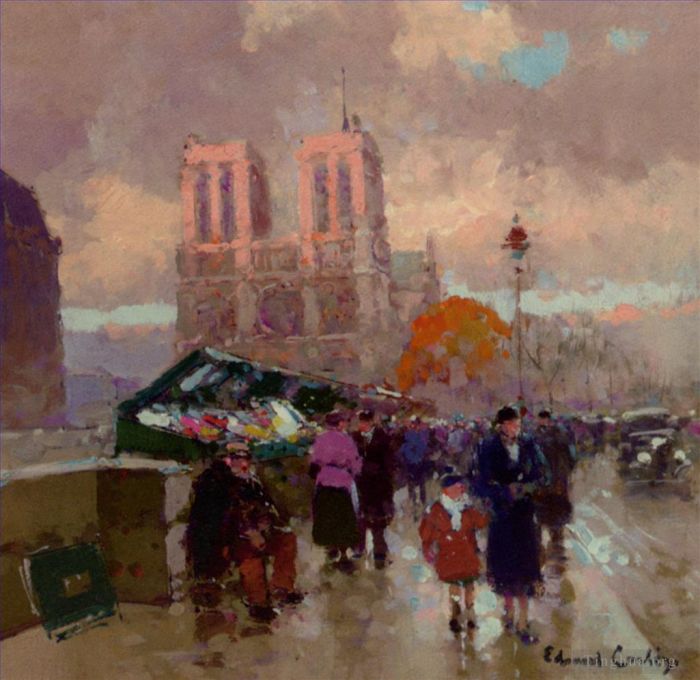 Édouard-Léon Cortès Ölgemälde - Wirkung des Sonnenlichts auf Notre Dame