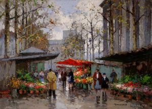 Édouard-Léon Cortès Werk - Blumenmarkt in La Madeleine 5