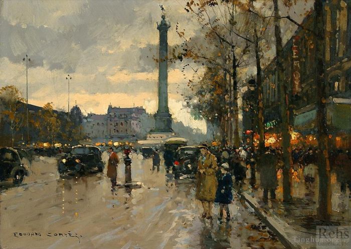 Édouard-Léon Cortès Ölgemälde - Place de la Bastille 2