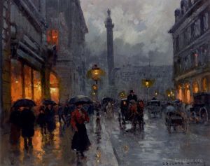 Édouard-Léon Cortès Werk - Vendome in den Regen stellen