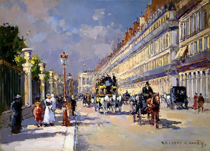 Édouard-Léon Cortès Ölgemälde - Rue de Rivoli