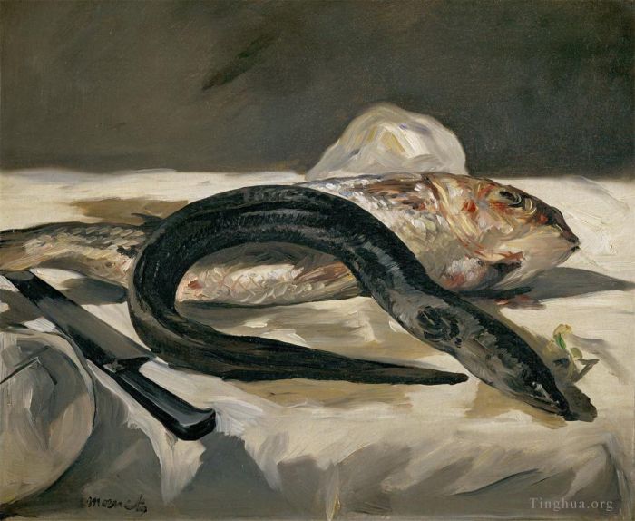 Édouard Manet Ölgemälde - Aal und Rotbarbe