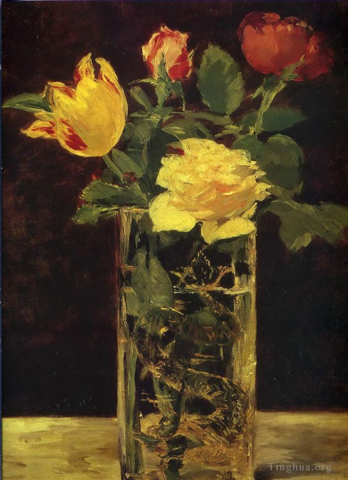 Édouard Manet Ölgemälde - Rose und Tulpe