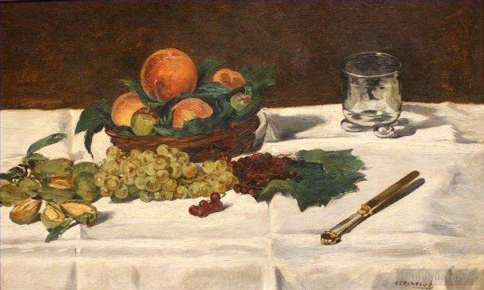 Édouard Manet Ölgemälde - Stillleben mit Früchten auf einem Tisch